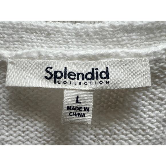 SPLENDID TOP WOMENS SIZE LARGE ALLY SCOOP NECK COTTON SWEATER TANK WHITE NEW - Picture 4 of 12